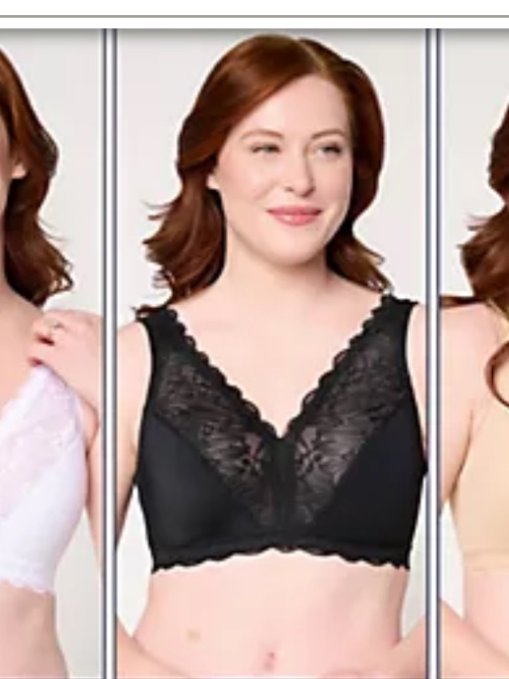 Breezies NIP L BUNDLE OF 3 soft support lace wire free unlined stretch bras